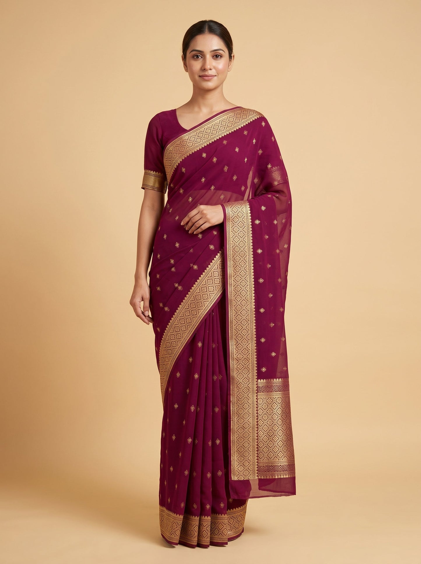 Plum Wine Handloom Saree