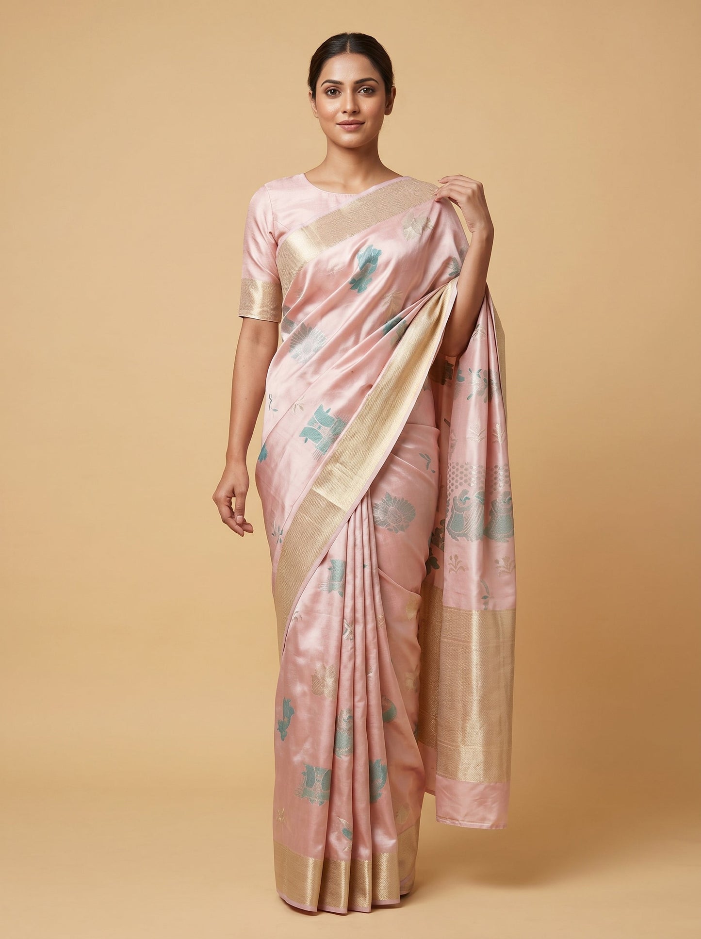 Powder Pink Gentle Glow Handloom Saree