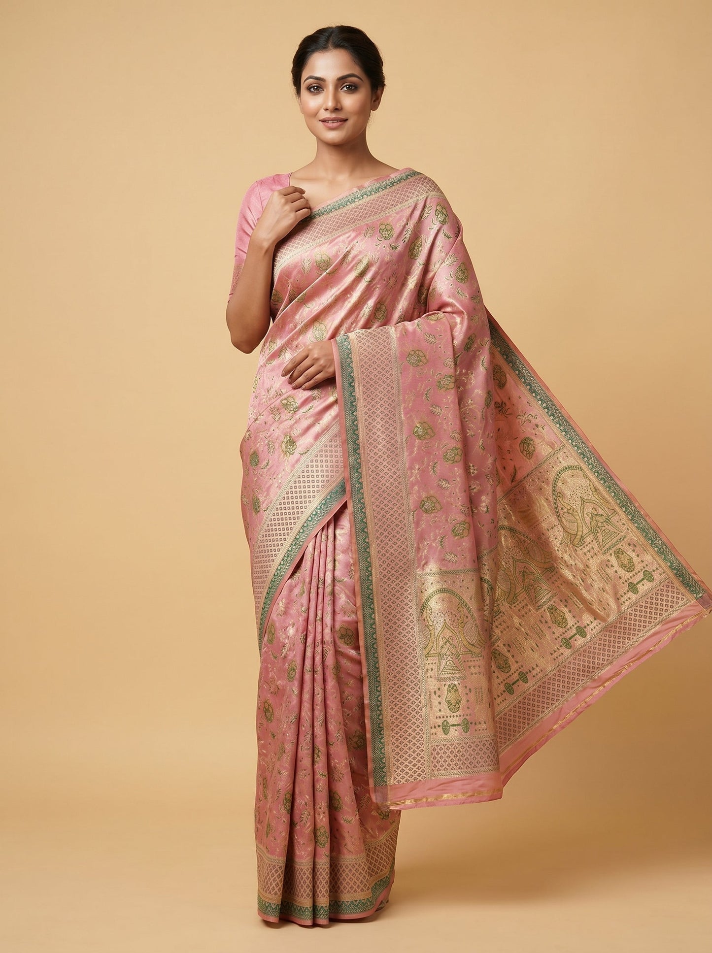 Powder Pink Handloom Saree