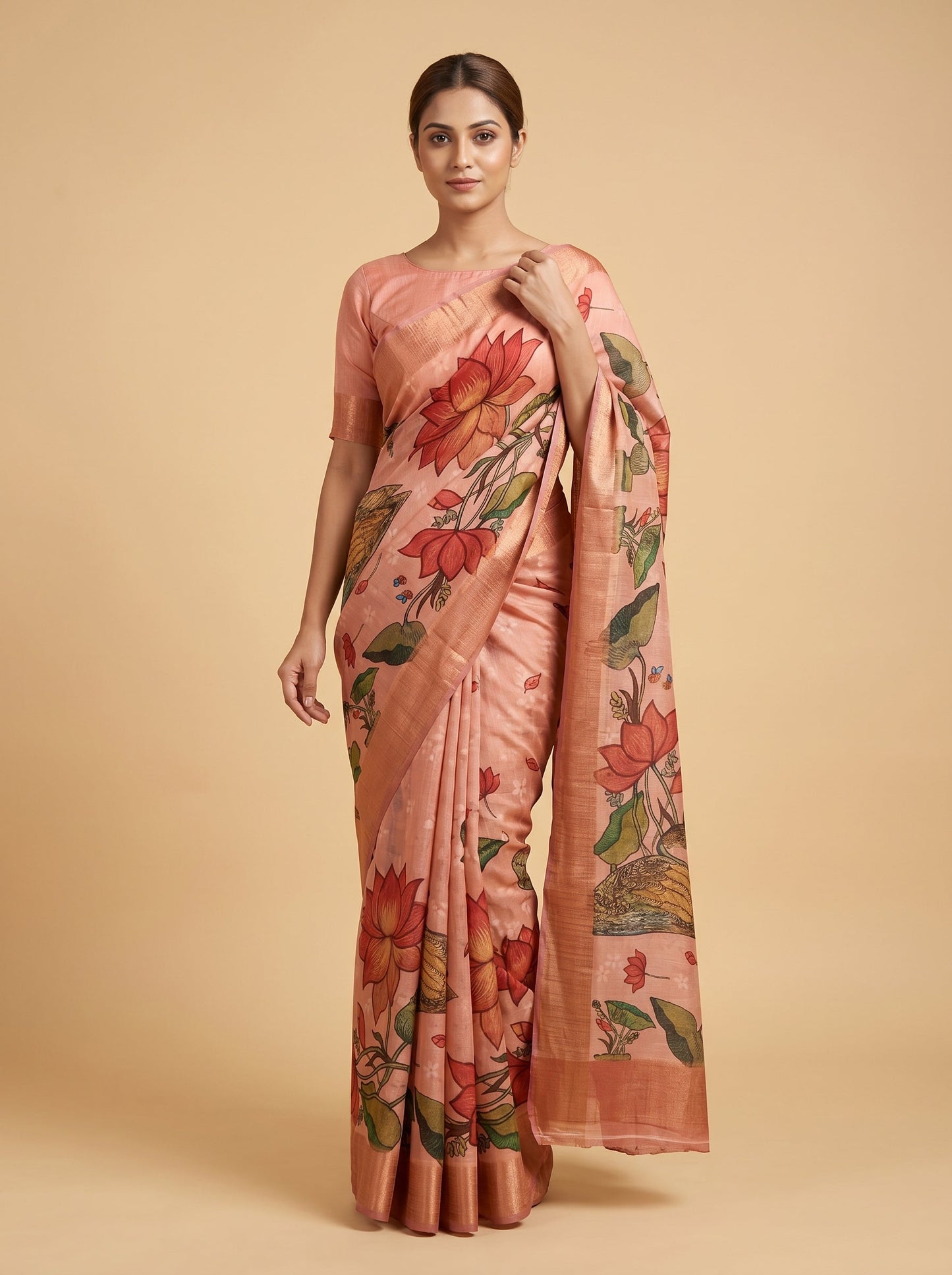 Printed Blush Pink Saree
