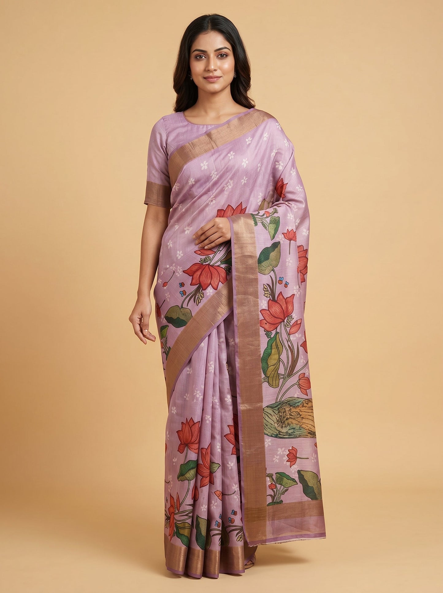 Printed Lavender Saree