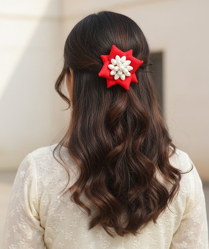 Red Petals Flower Brooch