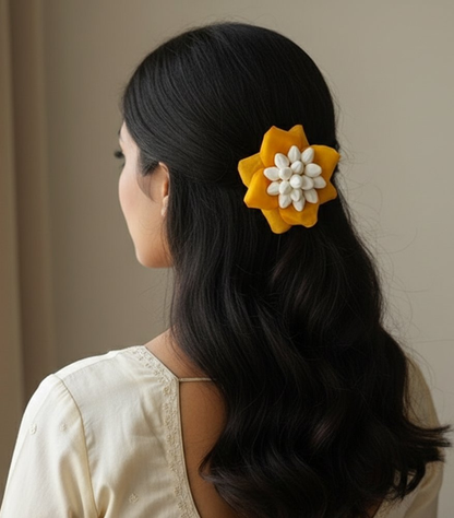 Yellow Petals Flower Brooch