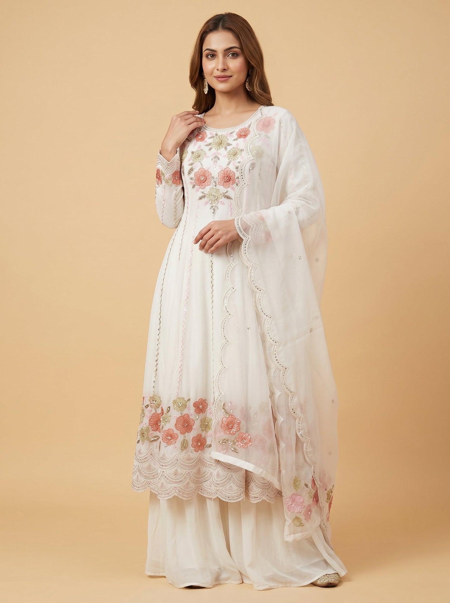 Pure White Anarkali