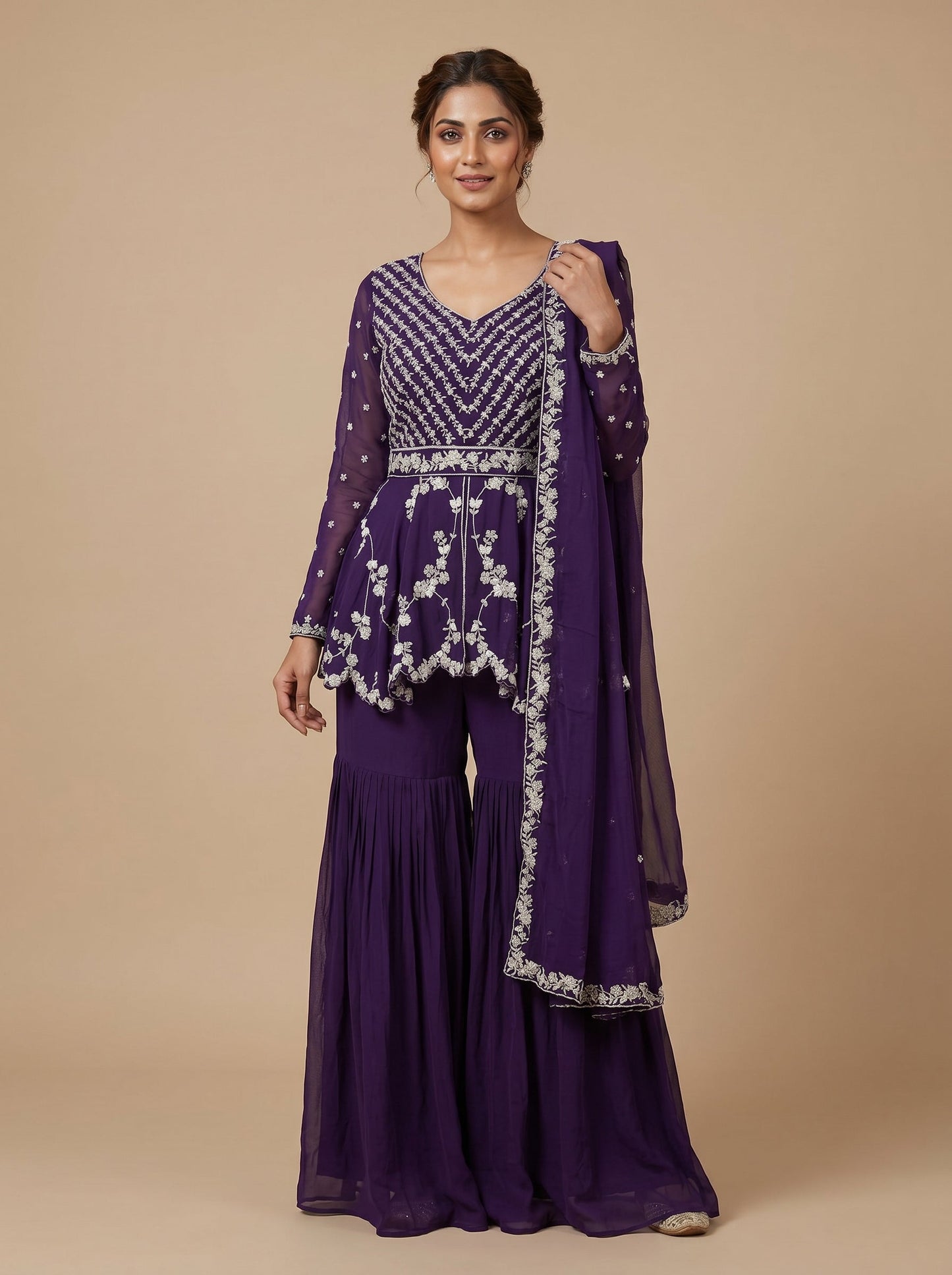 Purple Aura Sharara Set