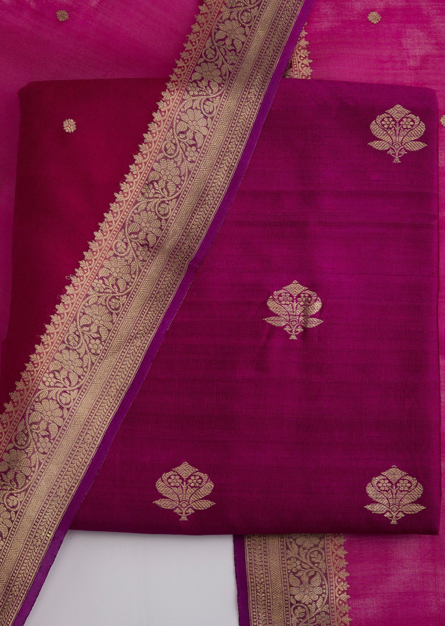 Purple Banarasi Silk Unstitched Suit Set With Dupatta
