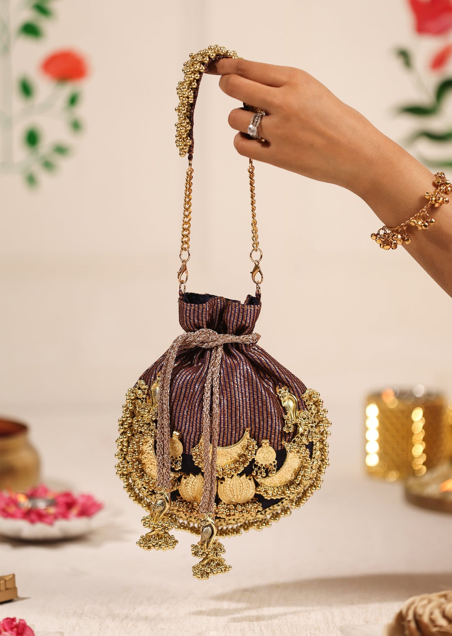 Purple Cotton Potli Bag