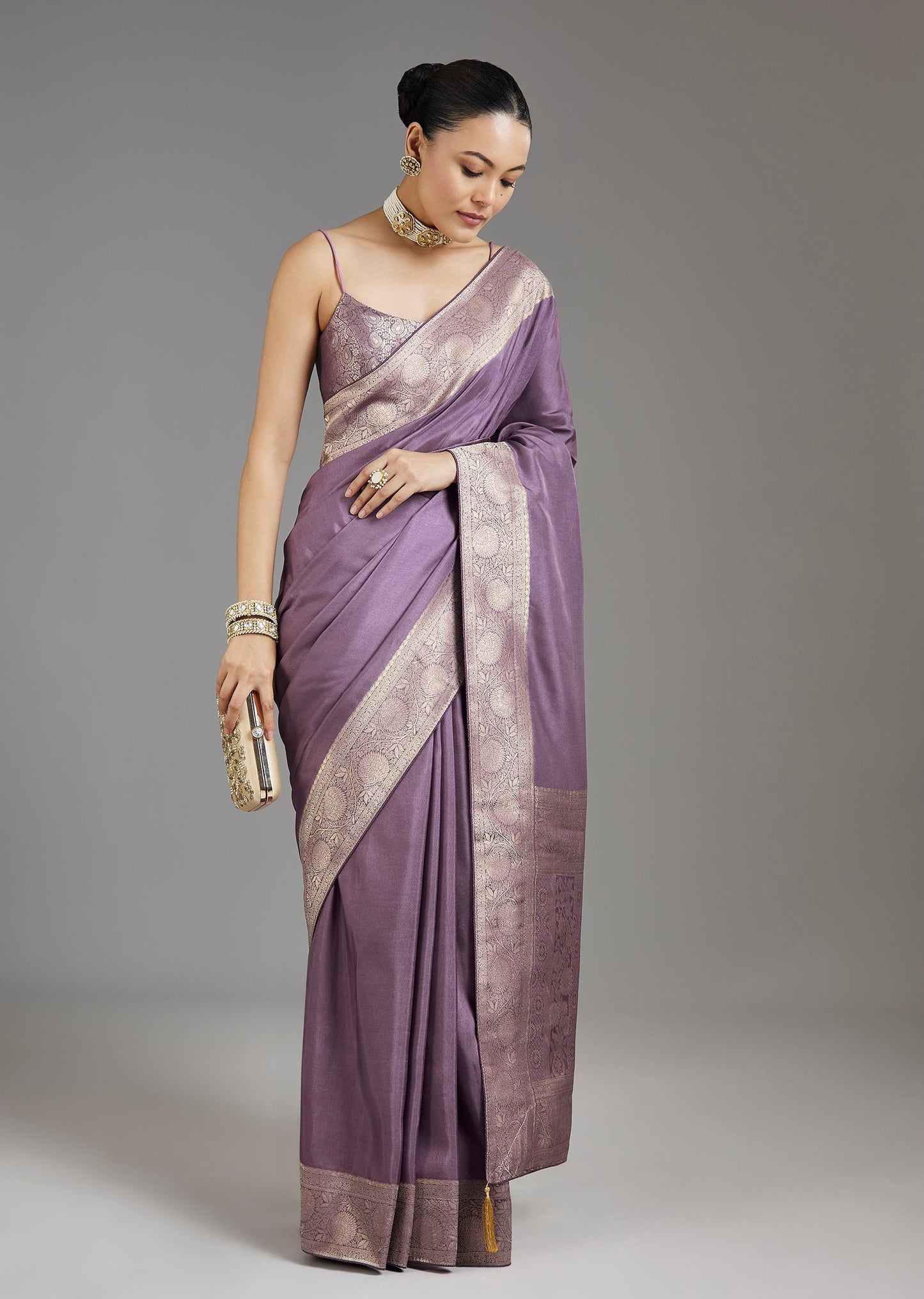 Purple Dola Silk Saree