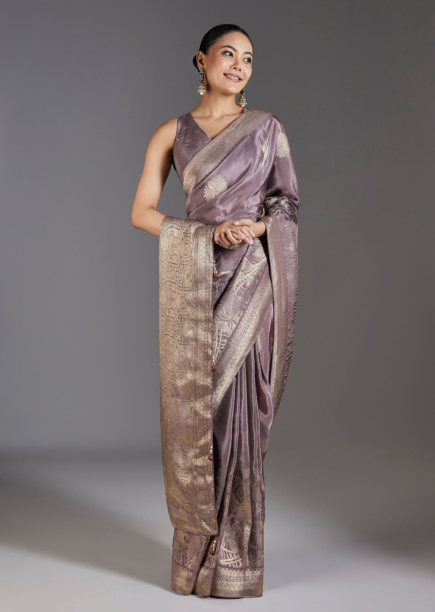 Purple Dola Silk Zari Woven Saree