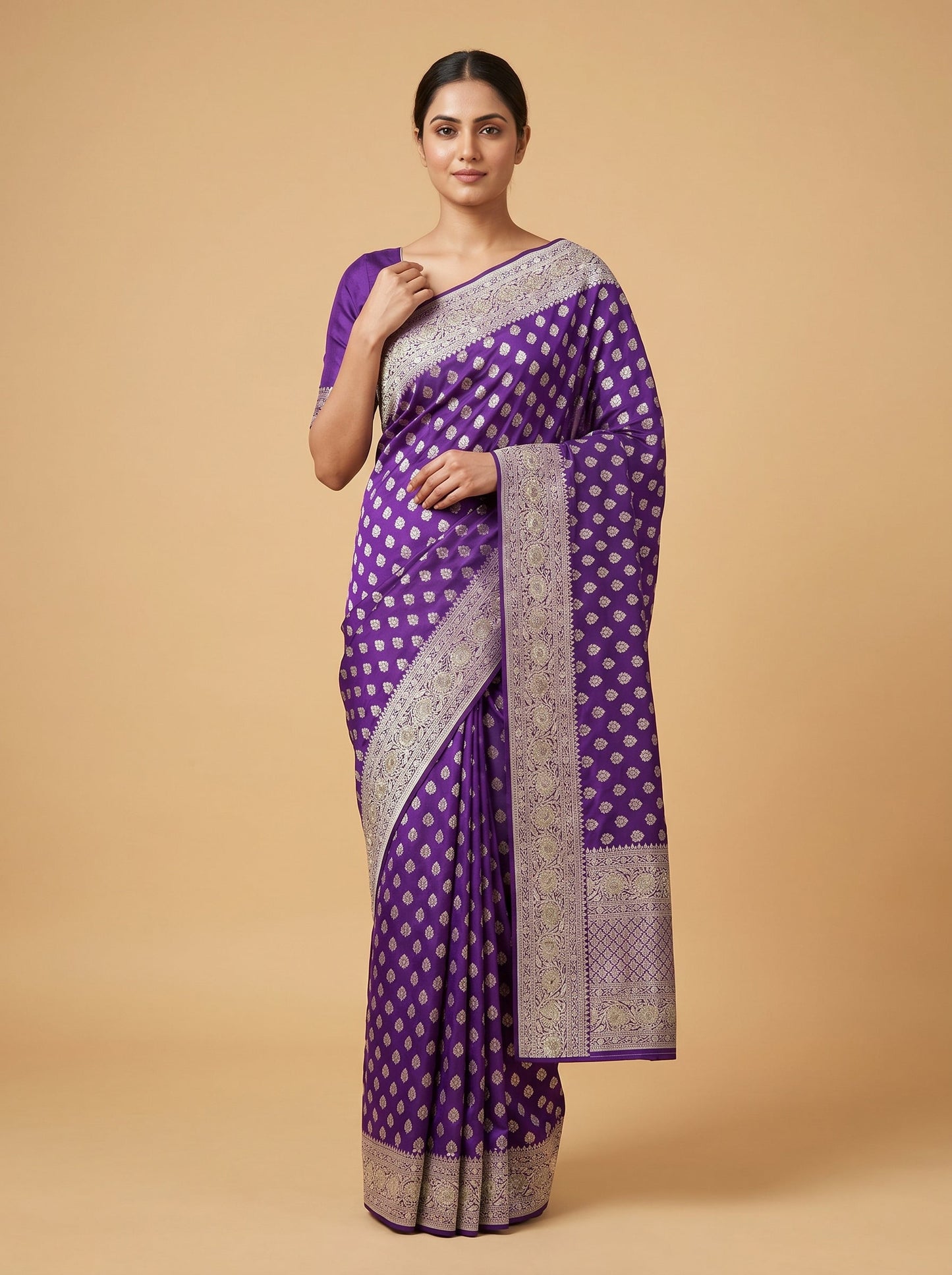 Purple Embroidered Saree with Zari Highlights