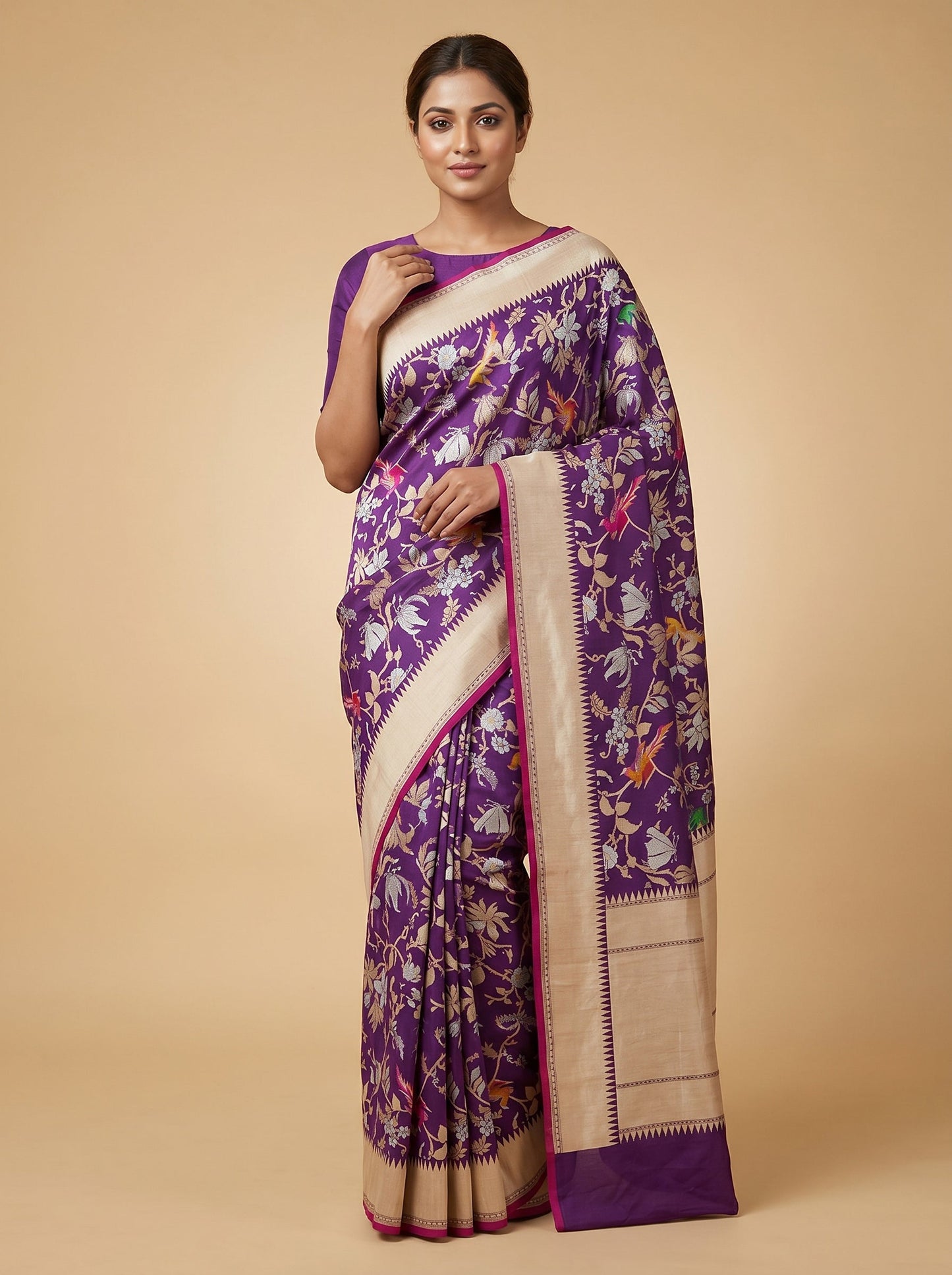 Purple Grand Flow Handloom Saree