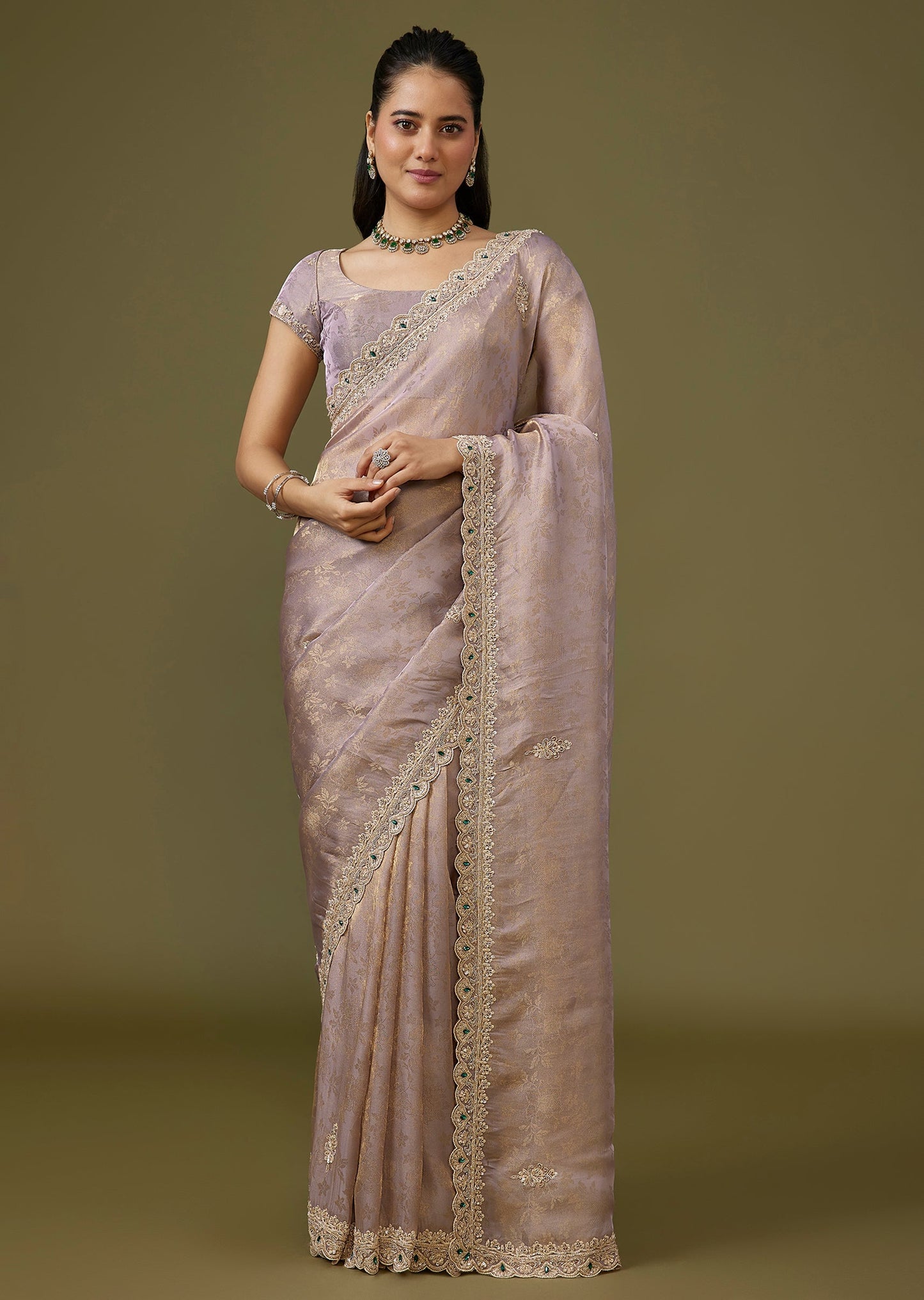 Purple Jacquard Dola Silk Saree