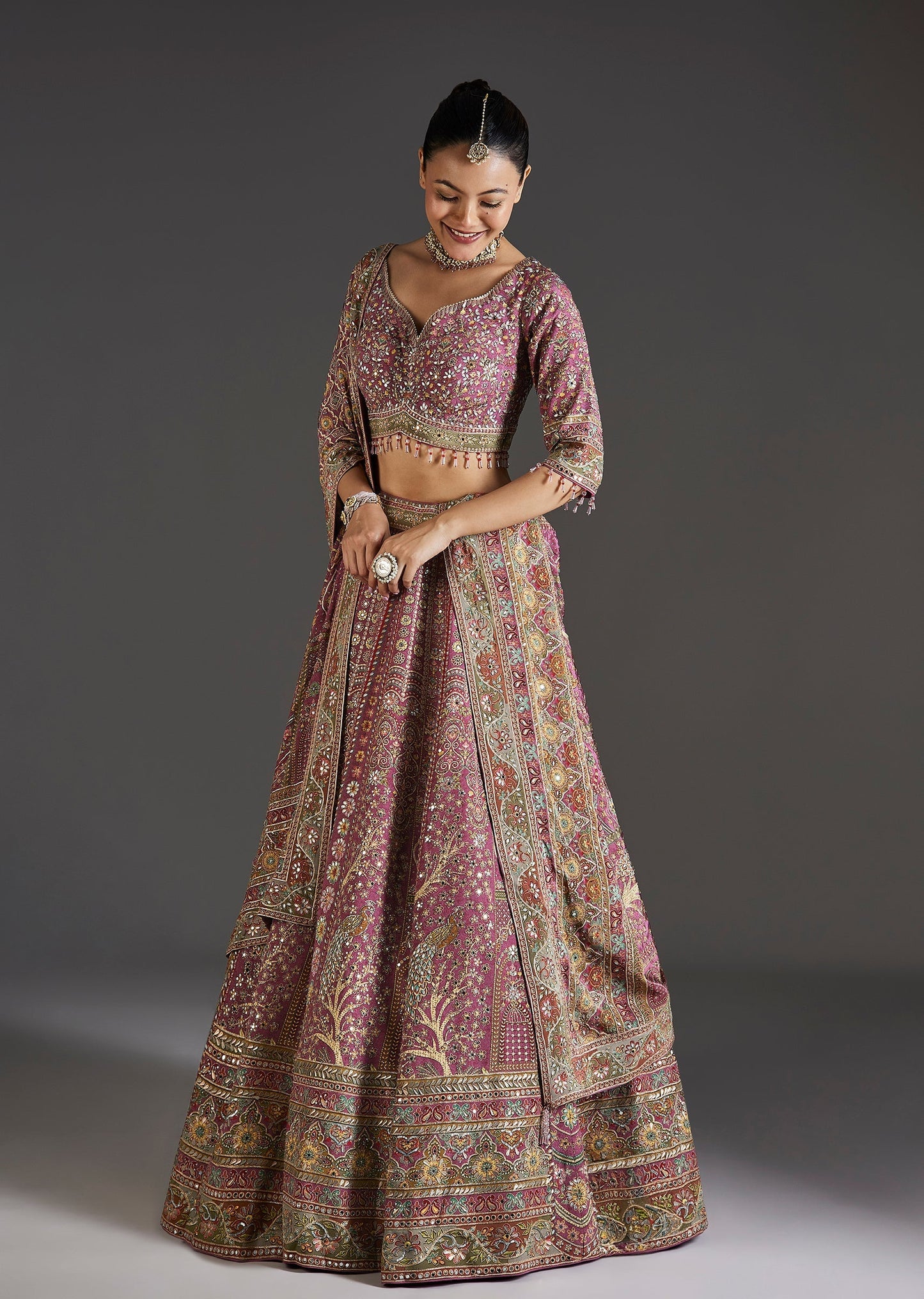 Purple Lehenga With Mirror Sparkle Detail