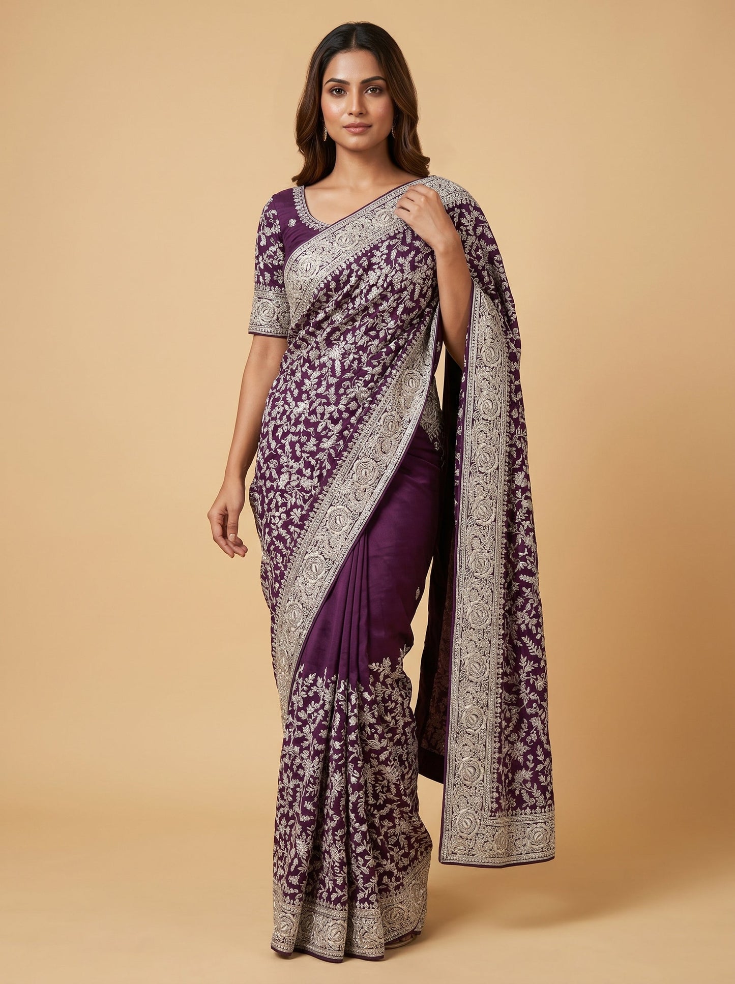 Purple Luxe Amethyst Embroidered Saree