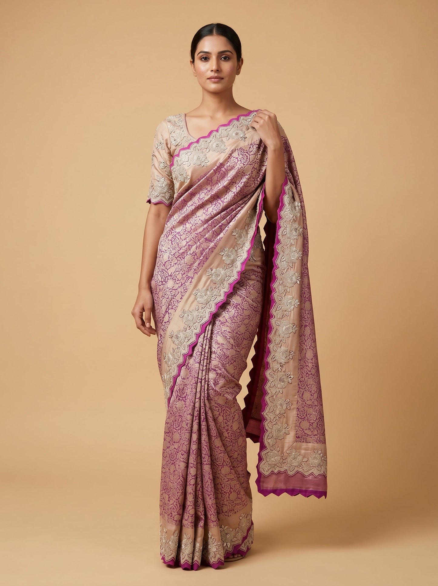 Purple Luxe Embroidered Saree