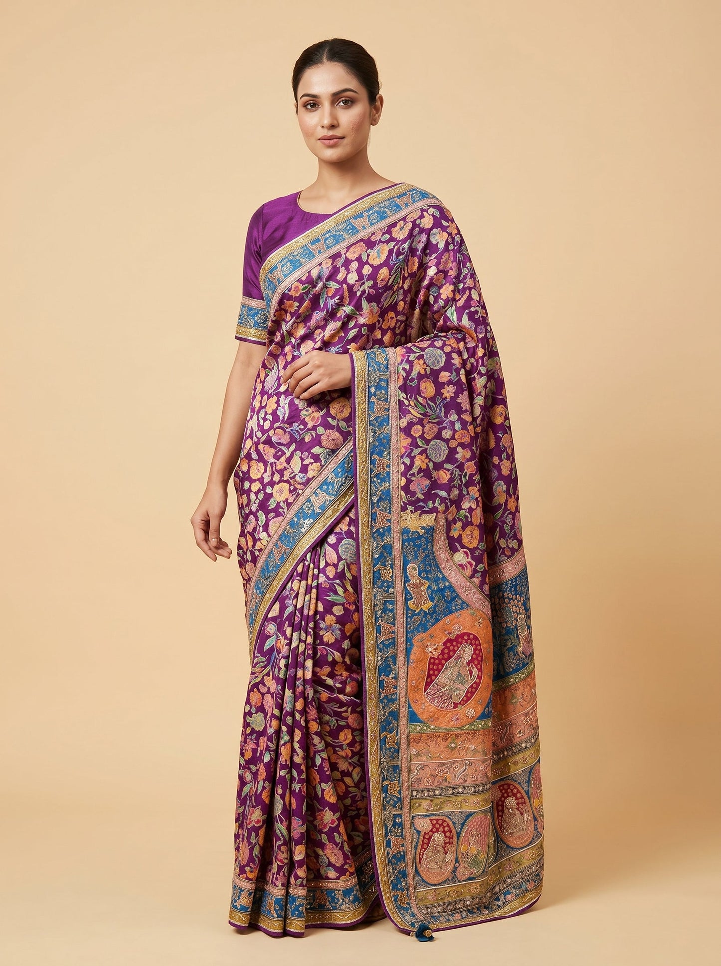 Purple Mystic Bloom Embroidered Saree
