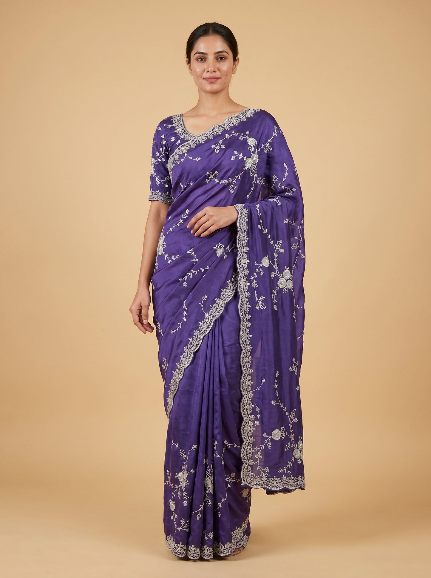 Purple Mystic Veil Embroidered Saree