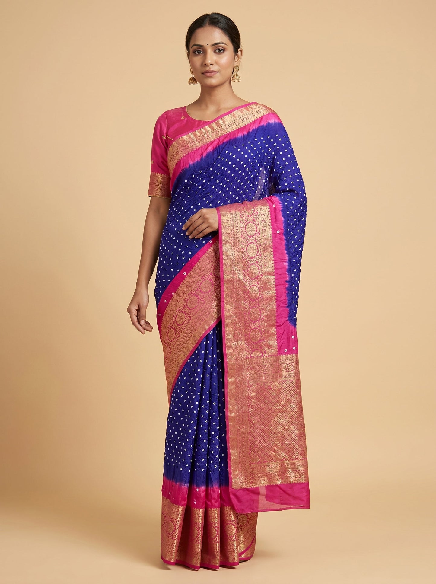 Purple Radiant Bandhani Saree
