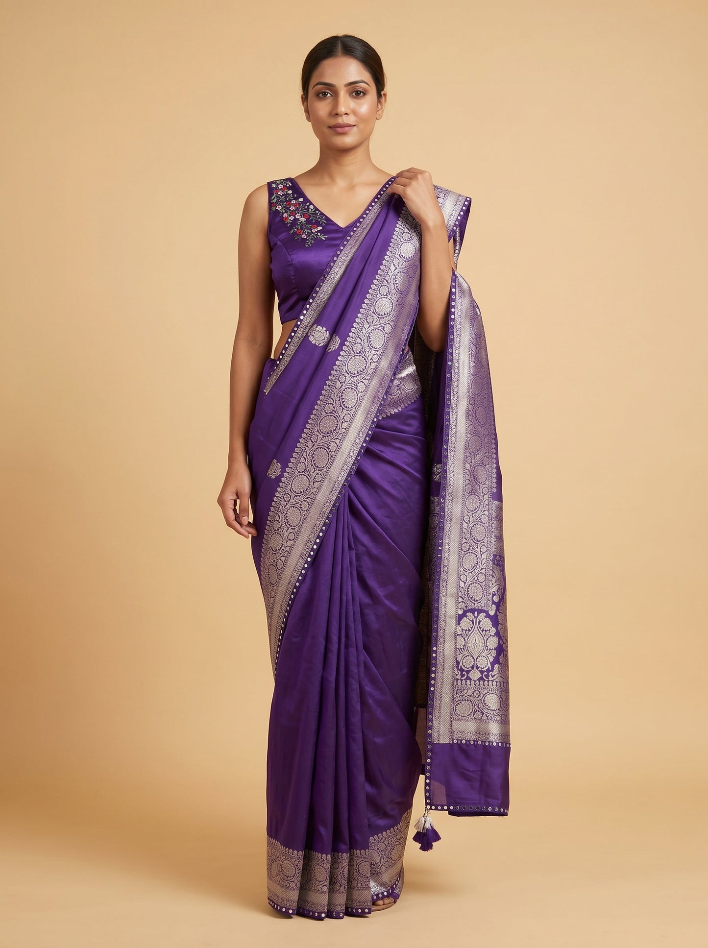 Purple Regal Aura Embroidered Saree