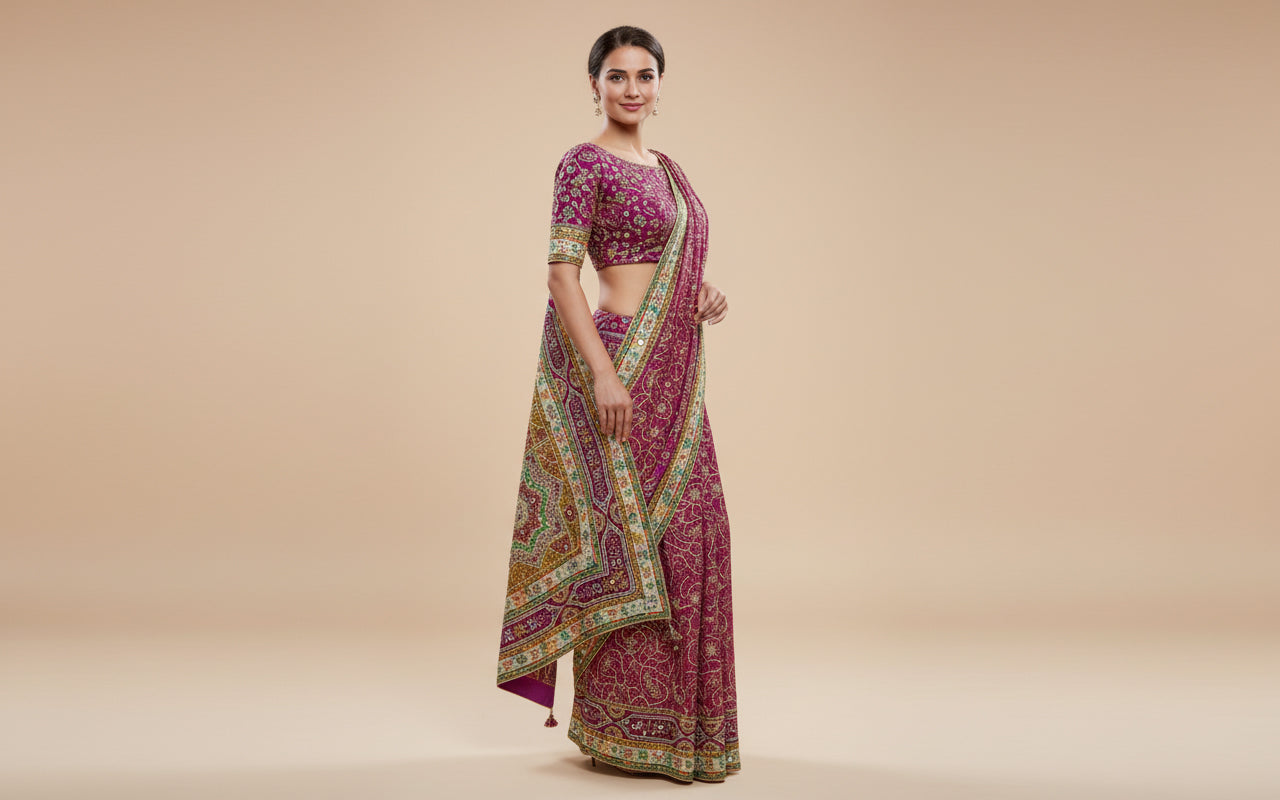 Purple Opulent Embroidered Saree