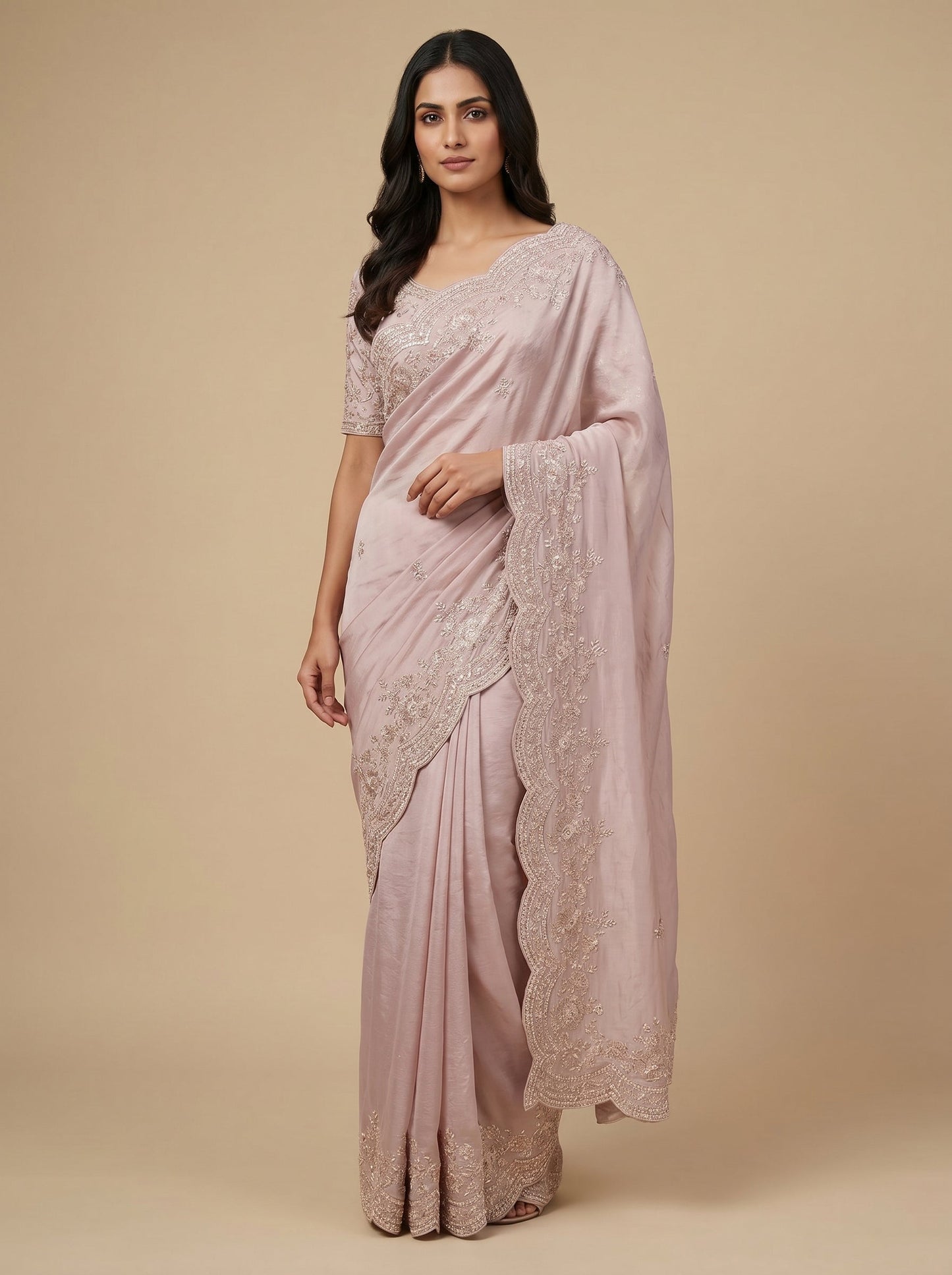 Purple Rich Embroidered Saree