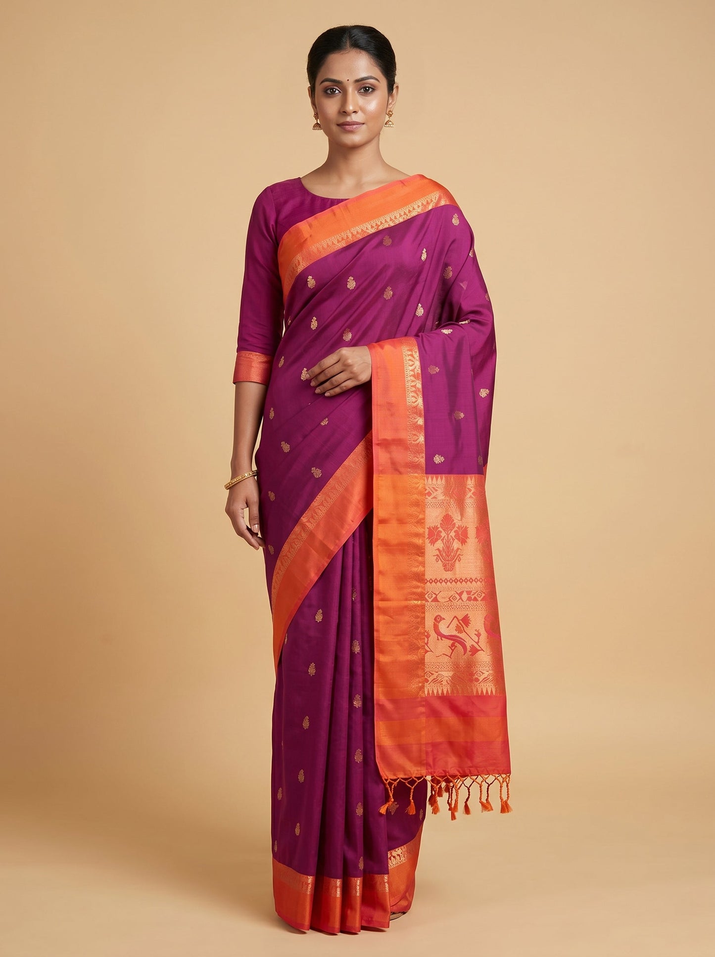 Purple Deep Hue Handloom Saree