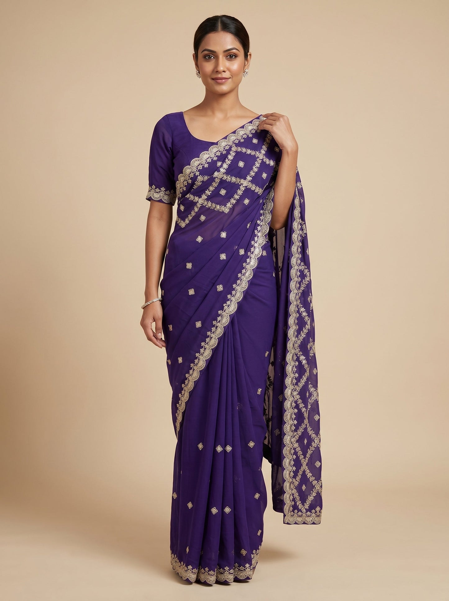 Purple Royal Aura Embroidered Saree