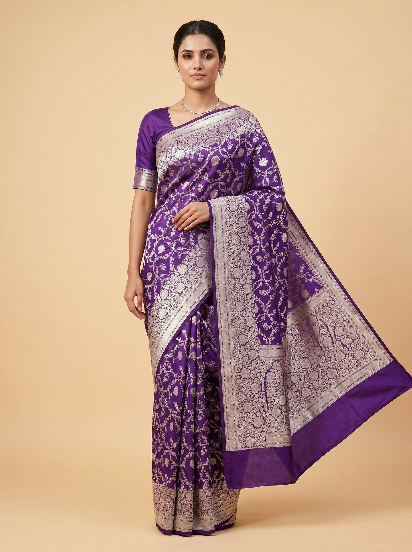 Purple Royal Finish Handloom Saree