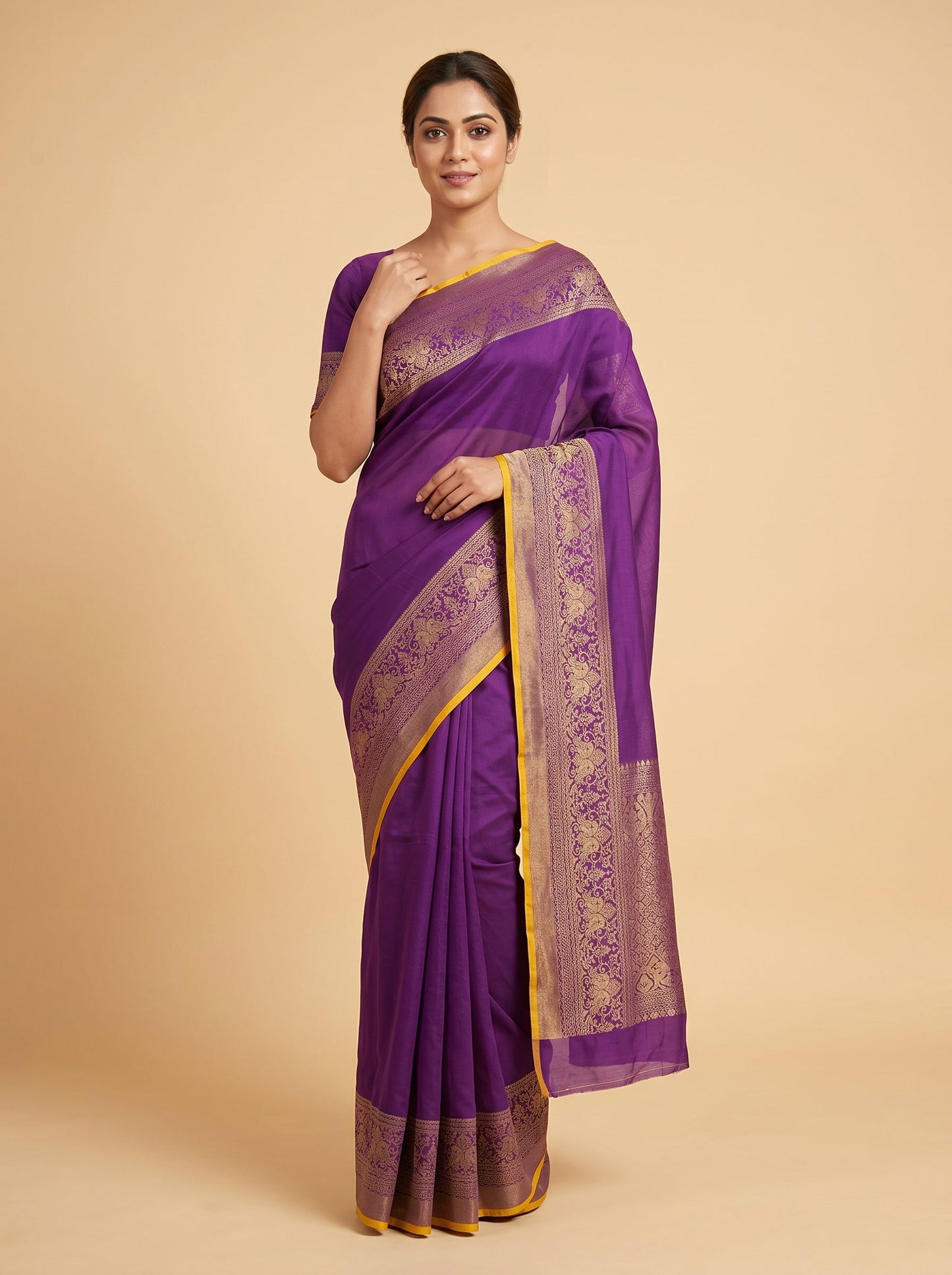 Purple Royal Flow Handloom Saree