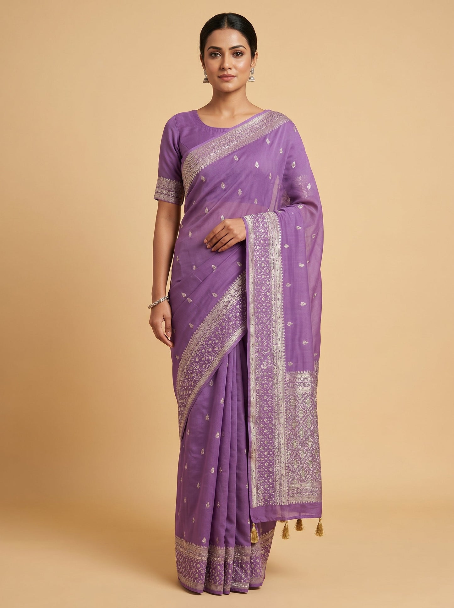 Purple Royal Whisper Embroidered Saree