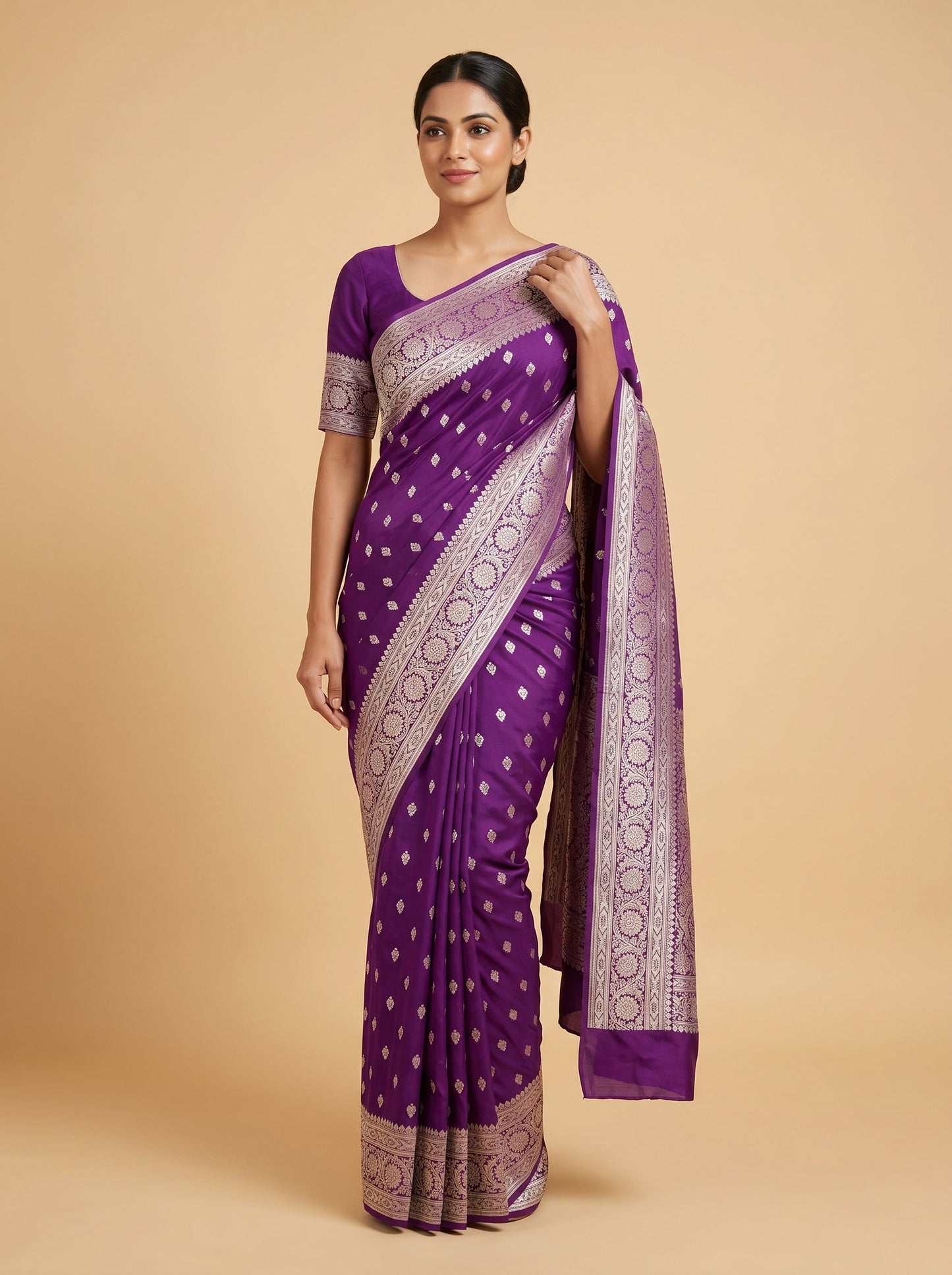 Purple Royal Whisper Handloom Saree