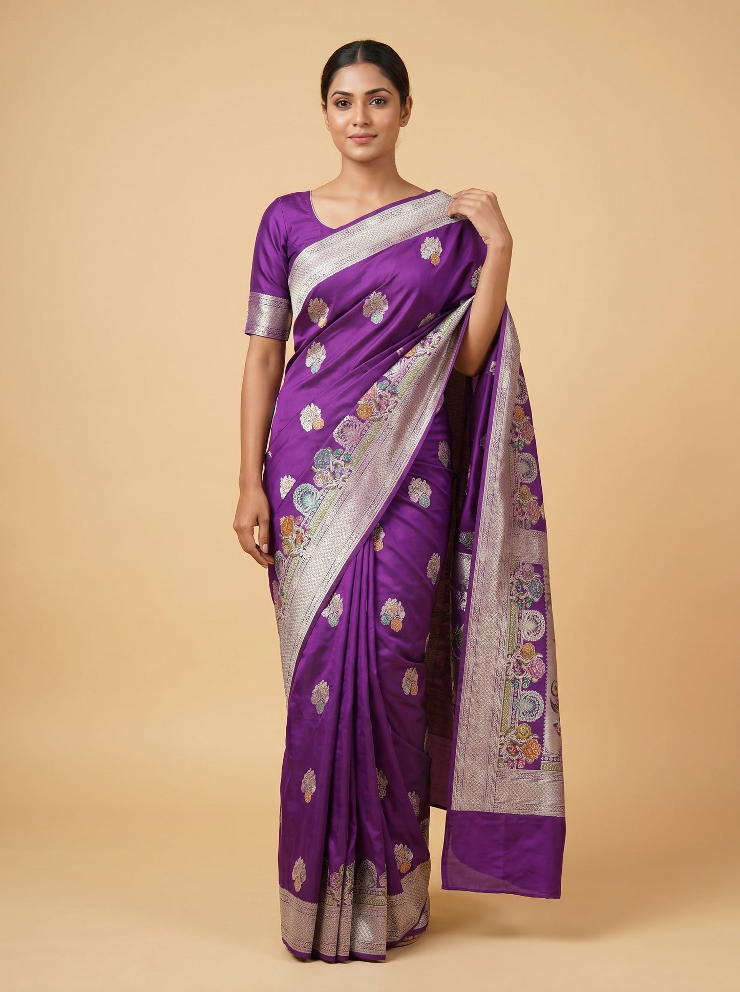 Purple Crowned Handloom Saree