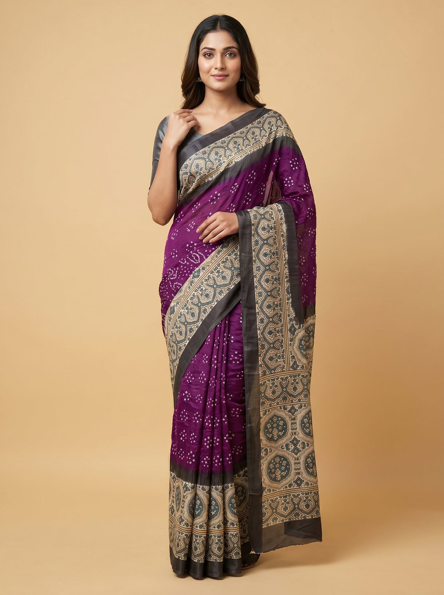 Purple Traditional Bandhani Saree