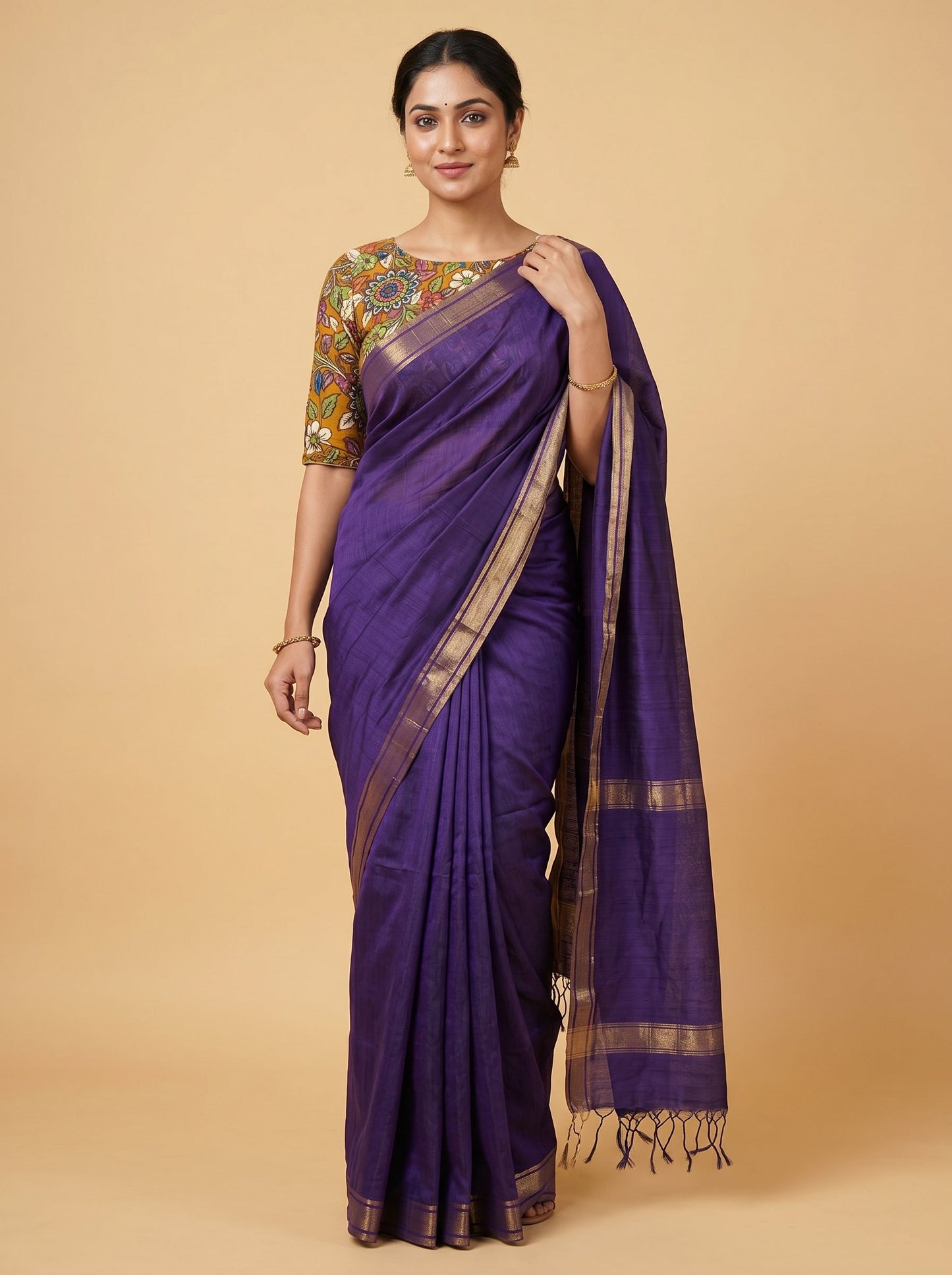Purple Velvet Handloom Saree