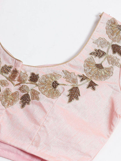 Tulsi Art Purple & Peach-Coloured Semi-Stitched Myntra Lehenga With Unstitched Choli