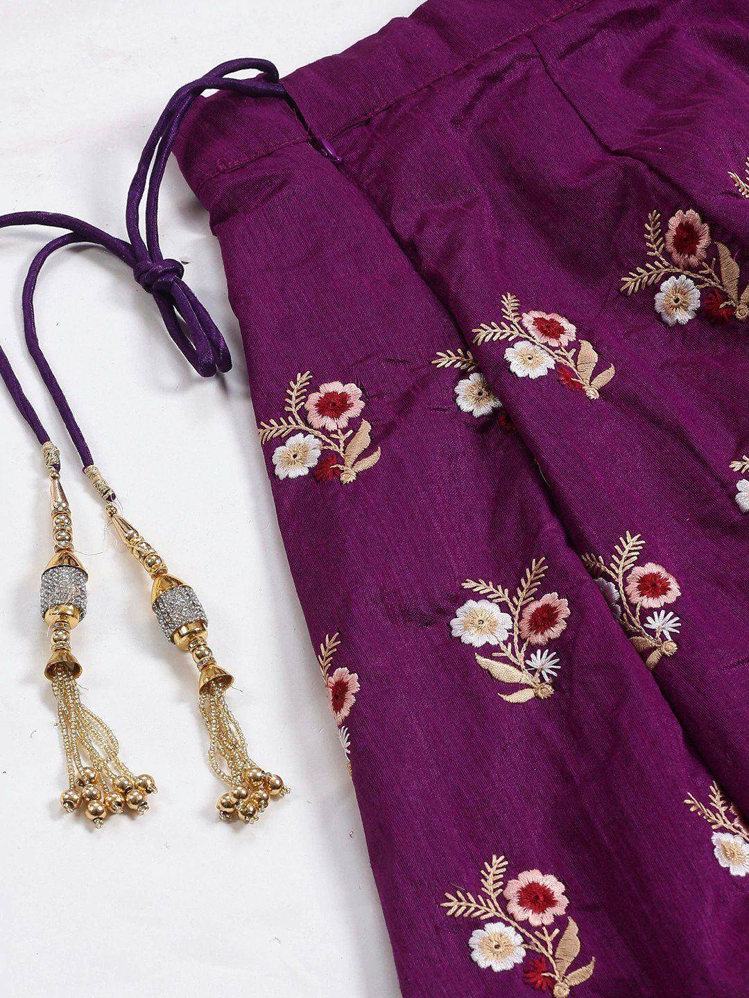 Tulsi Art Purple & Peach-Coloured Semi-Stitched Myntra Lehenga With Unstitched Choli