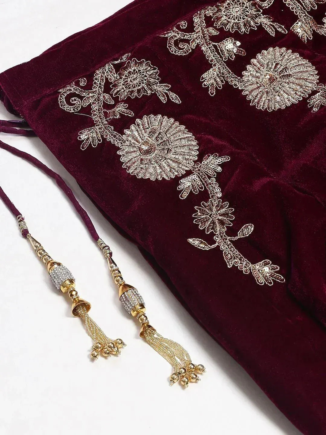 Tulsi Art Purple & Golden Semi-Stitched Myntra Party Wear Lehenga & Unstitched Blouse With Dupatta