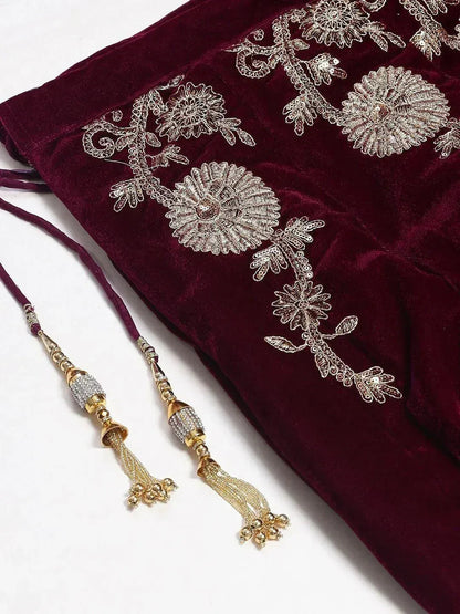 Tulsi Art Purple & Golden Semi-Stitched Myntra Party Wear Lehenga & Unstitched Blouse With Dupatta