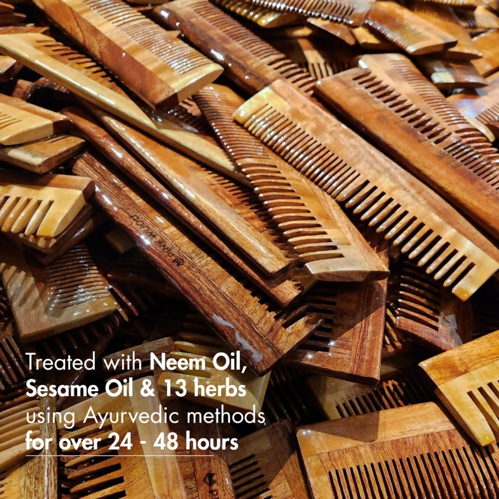 Pink Woolf Neem Wooden Comb Set for Men & Women