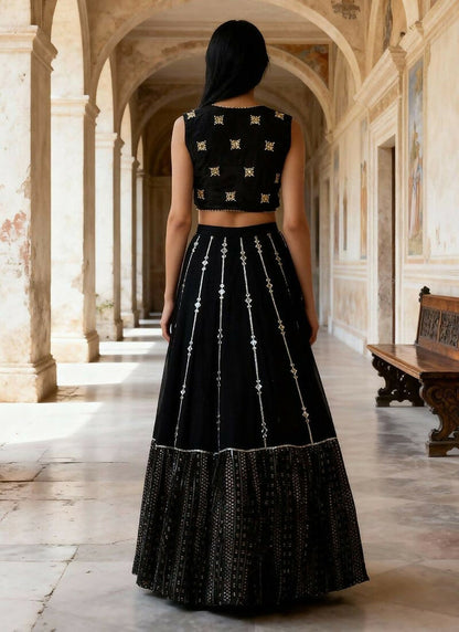 Lehenga Mart Black Gerogette Designer Bollywood Style Wedding Wear Lehenga Choli