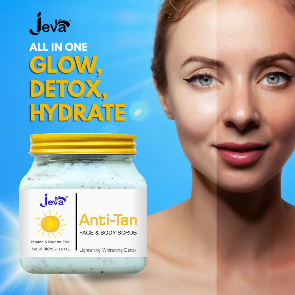 Jeva Anti-Tan Detox Scrub - Skin Brightening & Tan Removal Gel