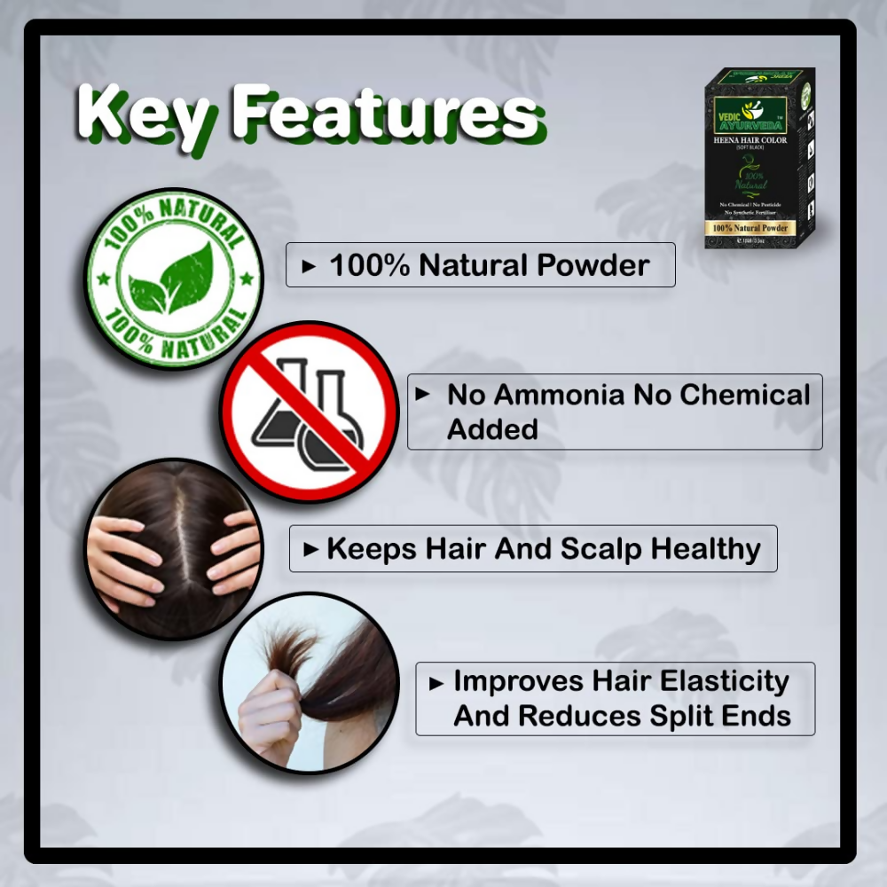 VedicAyurveda Natural Henna hair color Soft Black