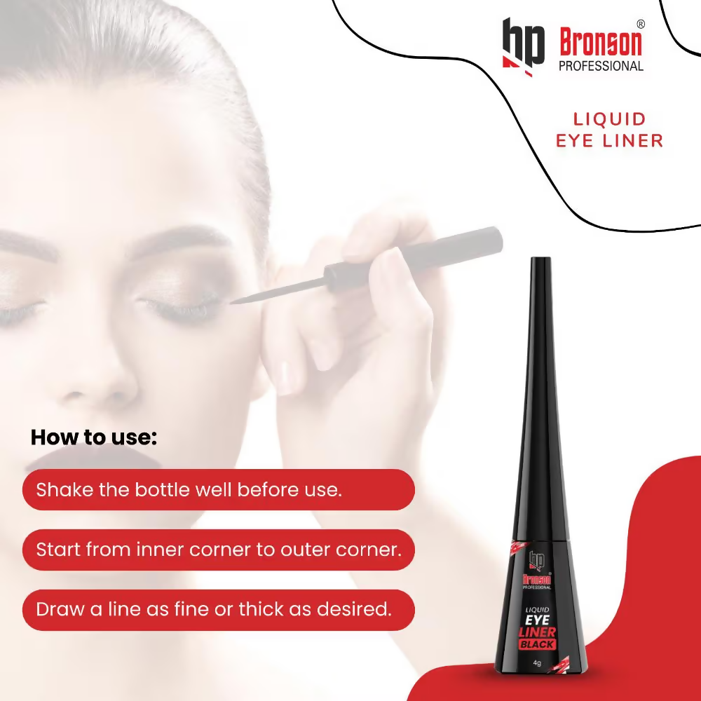 Bronson Professional Liquid Eyeliner Smudgeproof ,Lightweight, Matte Finsih Eyeliner - Black