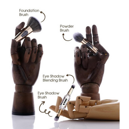 Bronson Professional 4 in 1 Travel Brush Foundation Brush, Powder Brush, Eyeshadow Brush, Flat Brush
