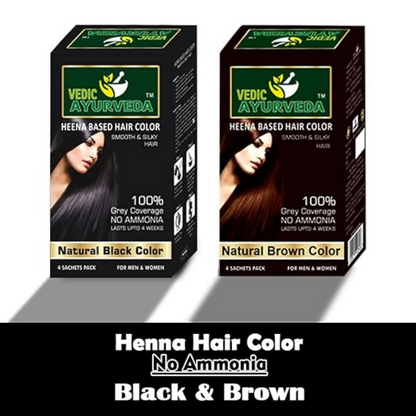 VedicAyurveda Natural Henna Hair Color No Ammonia Black & No Ammonia Dark Brown