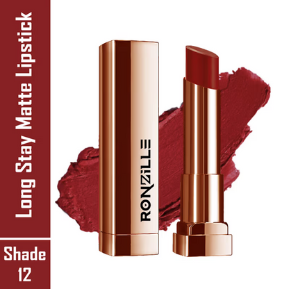 Ronzille Natural Colored Long Stay Matte Lipstick - Shade 12