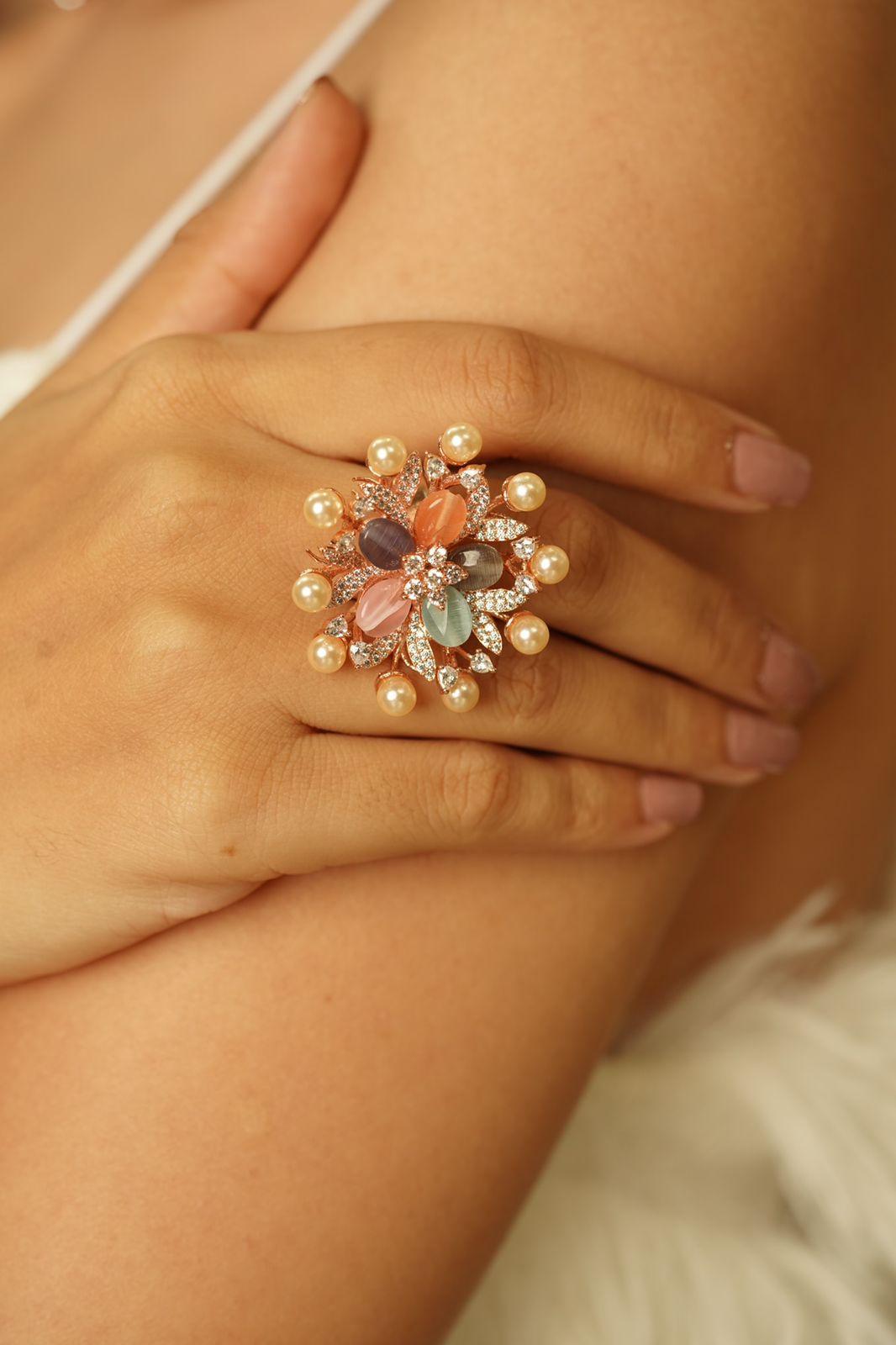 Queen Elsa Multi Coloured Pastel Cocktail Diamond Ring | LaLa Land Collection