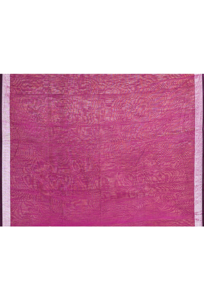 Piyari Fashion Women's Magenta Embellished Cotton Blend Zari Border Handloom Saree