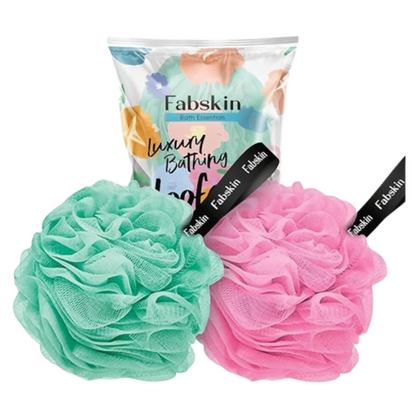 Fabskin Luxury Bathing Round Loofah - Aqua and Pink - 2 Pieces