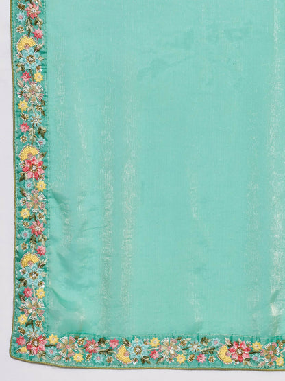 Teeya Creation New Stylish Trendy Party Wear Saree-Aqua_Blue
